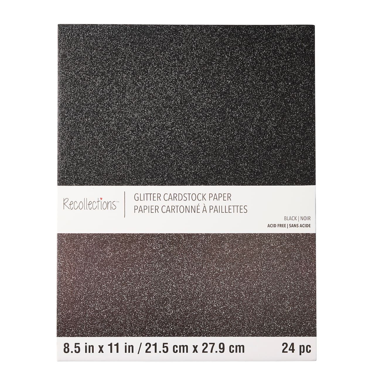 Black Glitter 8.5" x 11" Cardstock Paper by Recollections™, 24 Sheets